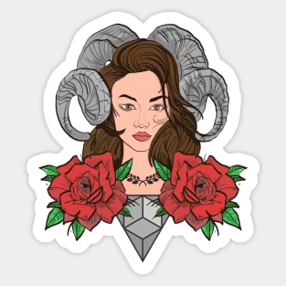 Horned Woman Sticker